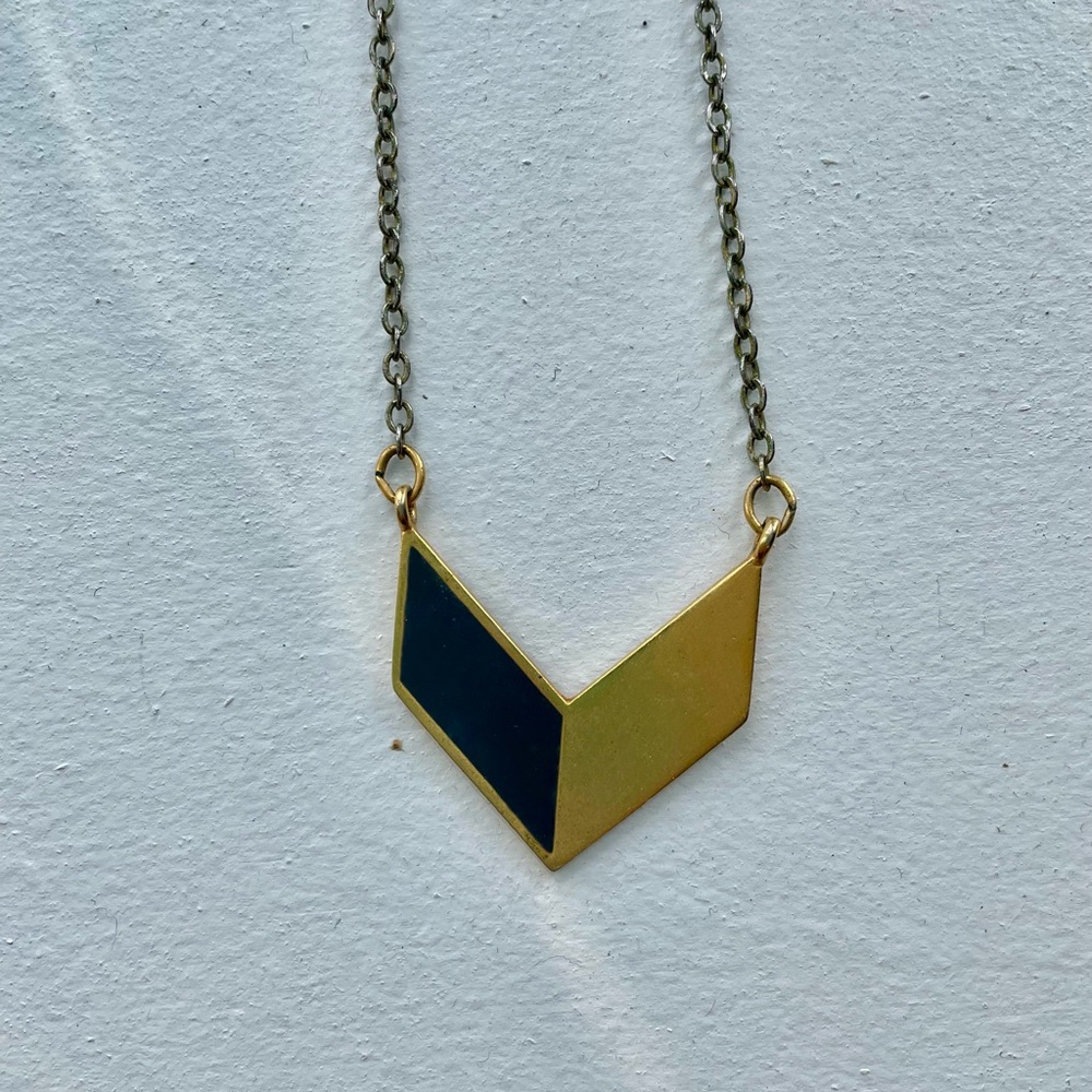 Brass and Black Chevron Necklace